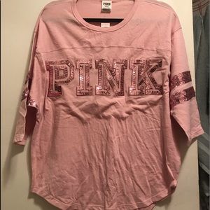 Quarter sleeve pink love pink shirt